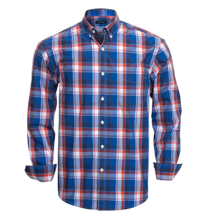 Double Pump Mens Button Down Shirts Cotton Long Sleeve Shirts Regular Fit(RM08LS11,L) - Image 1